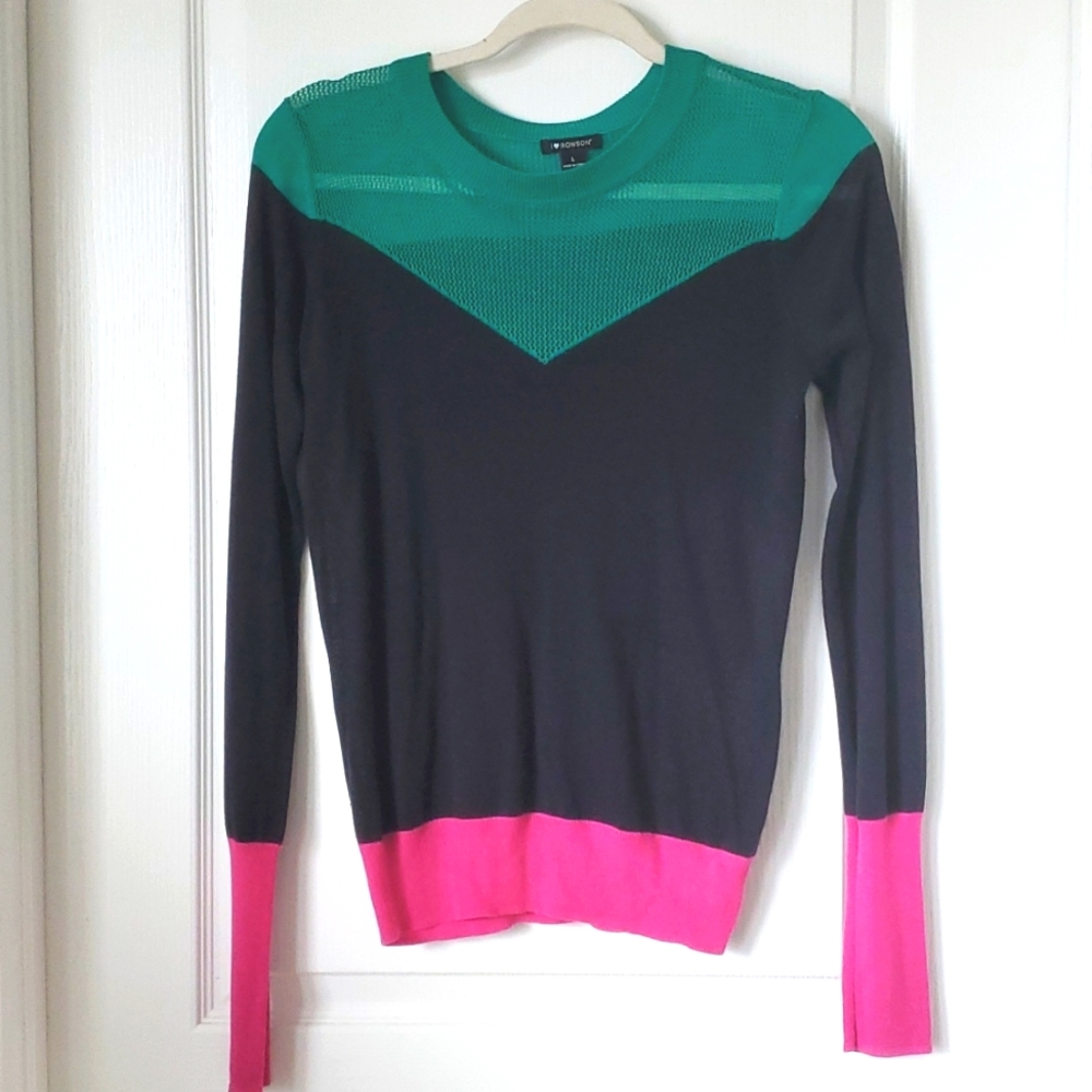 I Heart Ronson Knit Colorblock Y2k Sweater L